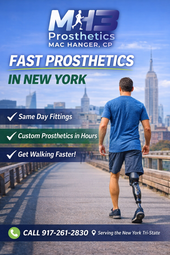 Looking for fast prosthetics in New York? MH3 offers same-day fittings and 2-hour custom prosthetics to help you walk sooner.